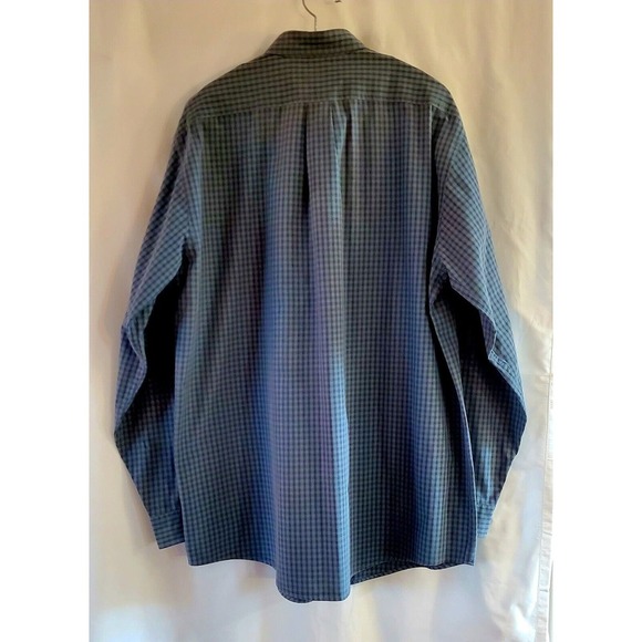 LL Bean Shirt Mens Size Large Tall Blue Plaid Long Sleeve Button Down Cotton - Picture 2 of 3